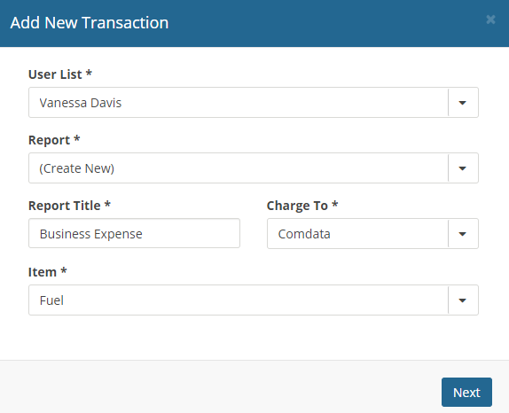 add new transaction window