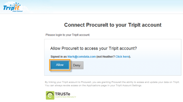 allow expense track access to tripit