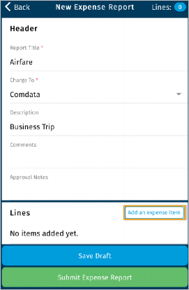 Add an Expense Item Add an Expense Item