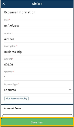 Save Expense Information Save Expense Information