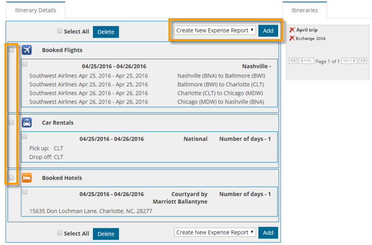 itinerary details