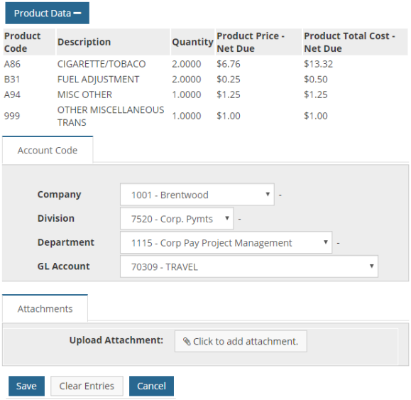 product data