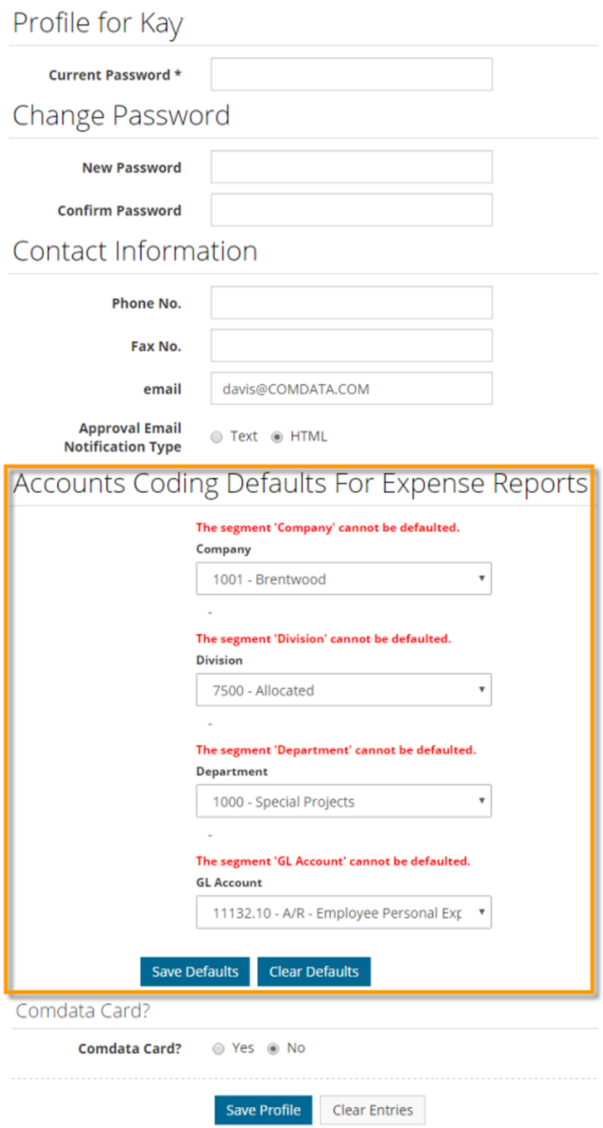 Override Default Account Codes – Expense Track Help
