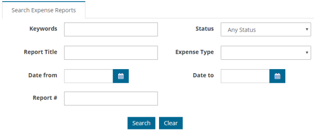 search expense reports page