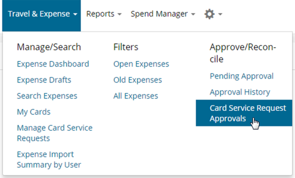 card service requests approvals