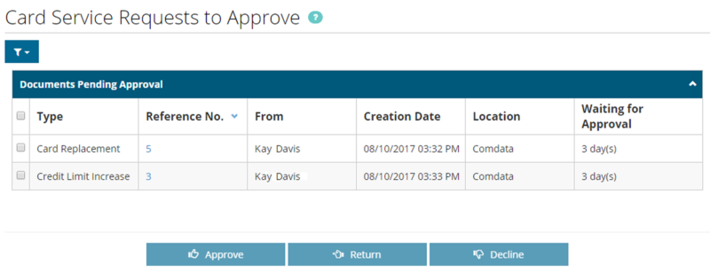 card service requests to approve