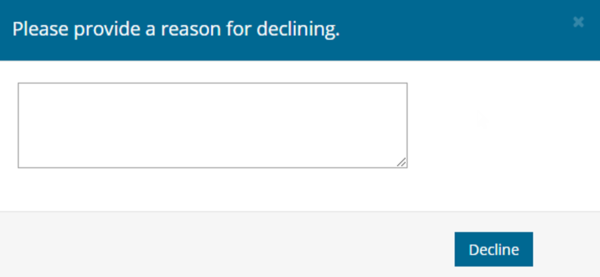 enter reason for declining card service request