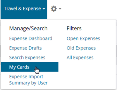 select travel and expense then my cards