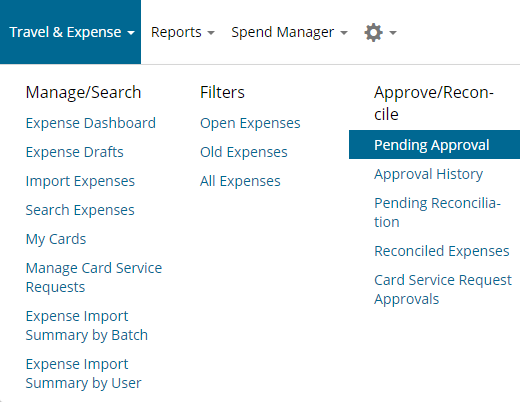 select travel and expense then pending approval